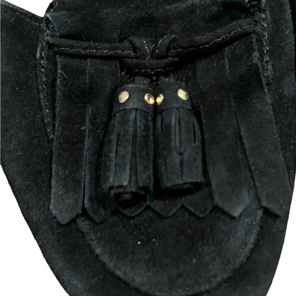 Adrienne Vitadini Black Pointed Toe leather Flats- Gold Herl - black pointy 6.5 - Picture 2 of 6
